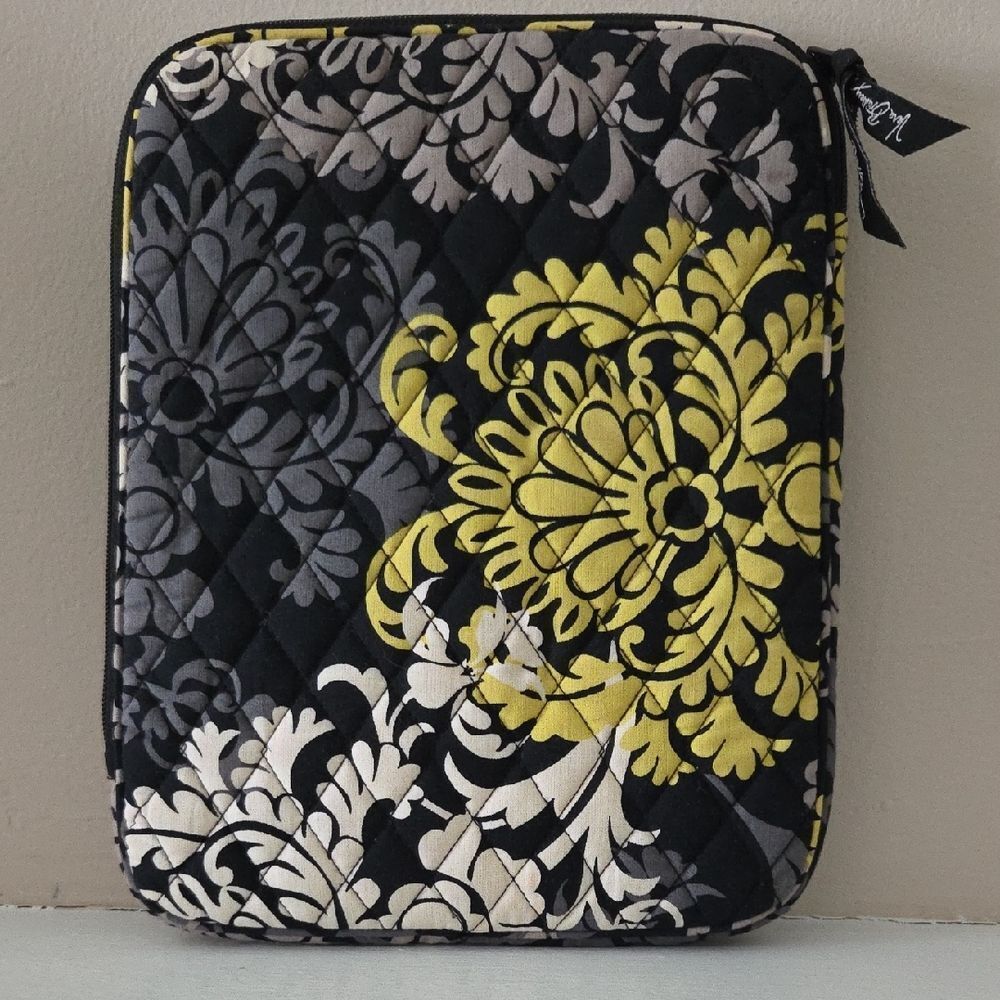Elegant Black and Yellow Quilted Pouch